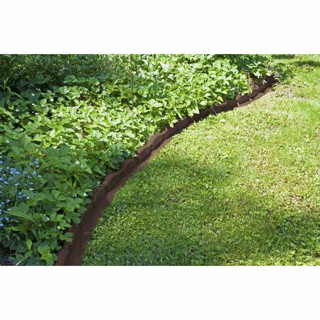 Trim-Free Trim Free Landscape Edging, 20ft Interlocking Brick Sections, Blocks Grass and Weeds, Brown 2039HD